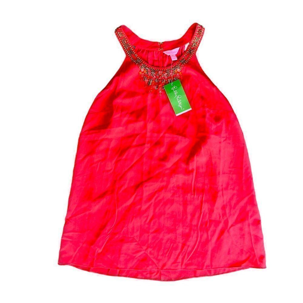 Lilly Pulitzer Corsica Beaded Sleeveless Top Pink Tomato 81862 Women's Medium (M